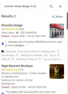 I searched for summer dress design in the UK.