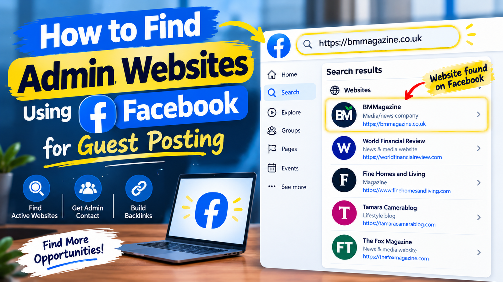 How to Find Admin Websites Using Facebook for Guest Posting